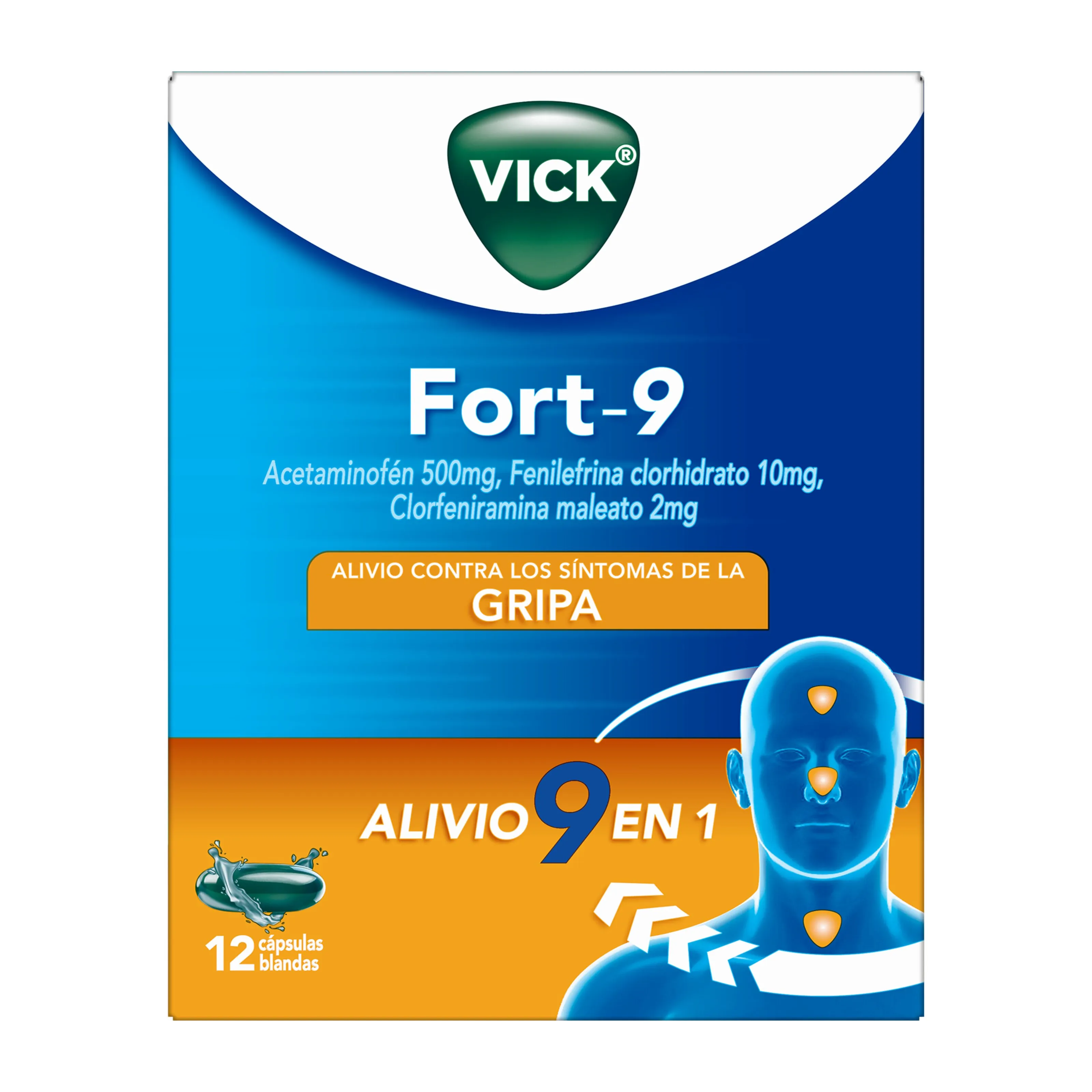 Vick Fort-9 500 Mg Caja 12 Capsulas